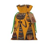 KKLWEGU Creative African Culture Christmas Drawstring Gift Bags Reusable Christmas Wrapping Bag W/Tags 8.3x11.8 Inch Xmas Treat Pouch Goody Bags Candy Treat Bag For Xmas Holiday Presents Party Favor