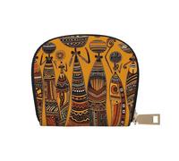 KKLWEGU Creative African Culture Credit Card Holder Wallet, Leather Zipper Card Wallet For Women Ladies Rfid Blocking Card Case Small Coin Purse Accordion Wallet Gift