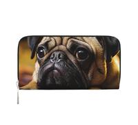KKLWEGU Cry Pug Women'S Wallet Zip Around Travel Leather Wallet Card Holder Clucth Purse Gift For Women Ladies