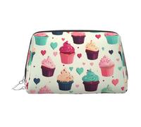 KKLWEGU Cupcake Candy Hearts Sweet Leather Makeup Bag Waterproof Cosmetic Bag Organizer Small Make Up Zipper Pouch Portable Travel Toiletry Bag For Women Girls, Silver, One Size