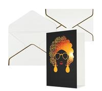 KKLWEGU Cute African Woman Greeting Card with Envelopes Thinking of You Card Happy Birthday Wedding Invitation Blank Note Cards for All Occasions 4x6