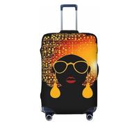 KKLWEGU Cute African Woman Luggage Cover Stretch Washable Suitcase Protector Suitcase Cover Anti-Scratch Luggage Sleeve Elastic Suitcase Case Protector Baggage Cover Fits 18-32 Inch, Black, L