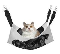 KKLWEGU Cute Black Pug Dog Cat Hammock Summer Breathable Hanging Pet Cage Hammock Bed Adjustable Soft Sleeping Hammock for Cats Small Dogs Rabbits Medium