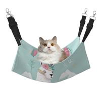 KKLWEGU Cute Hand Drawn Llama Cat Hammock Summer Breathable Hanging Pet Cage Hammock Bed Adjustable Soft Sleeping Hammock for Cats Small Dogs Rabbits Medium