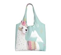 KKLWEGU Cute Hand Drawn Llama Large Tote Bag For Women, Heavy Duty Foldable Shopping Tote Bag Shoulder Bag For Work Beach Travel