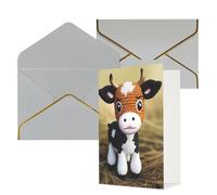 KKLWEGU Cute Little Cow Calf Pattern Greeting Card with Envelopes Thinking of You Card Happy Birthday Wedding Invitation Blank Note Cards for All Occasions 4x6