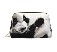 KKLWEGU Cute Pandas Leather Makeup Bag Waterproof Cosmetic Bag Organizer Small Make Up Zipper Pouch Portable Travel Toiletry Bag For Women Girls, Gold, One size