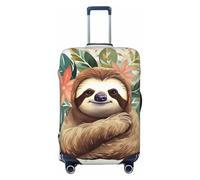 KKLWEGU Cute Sloth Leaves Luggage Cover Stretch Washable Suitcase Protector Suitcase Cover Anti-Scratch Luggage Sleeve Elastic Suitcase Case Protector Baggage Cover Fits 18-32 Inch, Black, L