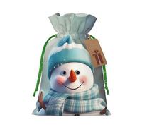 KKLWEGU Cute Snowman Christmas Drawstring Gift Bags Reusable Christmas Wrapping Bag W/Tags 8.3x11.8 Inch Xmas Treat Pouch Goody Bags Candy Treat Bag For Xmas Holiday Presents Party Favor