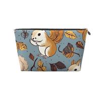 KKLWEGU Cute Squirrel Cosmetic Bag Pu Leather Waterproof Makeup Bag Portable Travel Toiletry Bag Organizer Gold Zipper Pouch For Women Ladies Gift, Silver, One Size