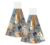 KKLWEGU Cute Squirrel Hand Towel Soft Absorbent Hanging Kitchen Dish Towels with Hanging Loop Fast Drying Tie Towels Bath Towel for Bathroom Kitchen Home Decor 14 X 11.8 Inches