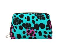 KKLWEGU Cute Turquoise Leopard Leather Makeup Bag Waterproof Cosmetic Bag Organizer Small Make Up Zipper Pouch Portable Travel Toiletry Bag For Women Girls, Gold, One Size