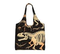 KKLWEGU Dinosaur Skeleton Print Large Tote Bag For Women, Heavy Duty Foldable Shopping Tote Bag Shoulder Bag For Work Beach Travel