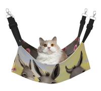 KKLWEGU Donkey and Flower Cat Hammock Summer Breathable Hanging Pet Cage Hammock Bed Adjustable Soft Sleeping Hammock for Cats Small Dogs Rabbits Medium