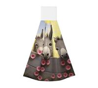 KKLWEGU Donkey and Flower Hand Towel Soft Absorbent Hanging Kitchen Dish Towels with Hanging Loop Fast Drying Tie Towels Bath Towel for Bathroom Kitchen Home Decor 14 X 11.8 Inches