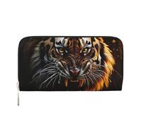 KKLWEGU Ferocious Tiger Women'S Wallet Zip Around Travel Leather Wallet Card Holder Clucth Purse Gift For Women Ladies