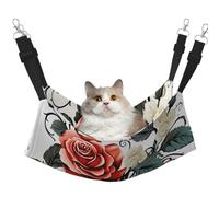 KKLWEGU Floral Rose Ivy with Leaves Spring Cat Hammock Summer Breathable Hanging Pet Cage Hammock Bed Adjustable Soft Sleeping Hammock for Cats Small Dogs Rabbits Large