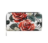 KKLWEGU Floral Rose Ivy With Leaves Spring Women'S Wallet Zip Around Travel Leather Wallet Card Holder Clucth Purse Gift For Women Ladies