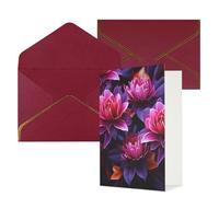KKLWEGU Flower Leaves Purple red flower Greeting Card with Envelopes Thinking of You Card Happy Birthday Wedding Invitation Blank Note Cards for All Occasions 4x6