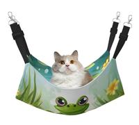 KKLWEGU Frog On A Pond Cat Hammock Summer Breathable Hanging Pet Cage Hammock Bed Adjustable Soft Sleeping Hammock for Cats Small Dogs Rabbits Large