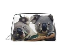 KKLWEGU Funny Koalas Leather Makeup Bag Waterproof Cosmetic Bag Organizer Small Make Up Zipper Pouch Portable Travel Toiletry Bag For Women Girls, Silver, One size