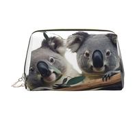 KKLWEGU Funny Koalas Leather Makeup Bag Waterproof Cosmetic Bag Organizer Small Make Up Zipper Pouch Portable Travel Toiletry Bag For Women Girls, Gold, One size