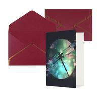 KKLWEGU Galaxy Animal Dragonfly Greeting Card with Envelopes Thinking of You Card Happy Birthday Wedding Invitation Blank Note Cards for All Occasions 4x6