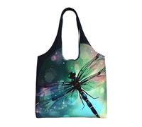 KKLWEGU Galaxy Animal Dragonfly Large Tote Bag For Women, Heavy Duty Foldable Shopping Tote Bag Shoulder Bag For Work Beach Travel