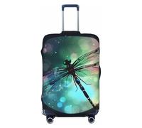 KKLWEGU Galaxy Animal Dragonfly Luggage Cover Stretch Washable Suitcase Protector Suitcase Cover Anti-Scratch Luggage Sleeve Elastic Suitcase Case Protector Baggage Cover Fits 18-32 Inch, Black, L