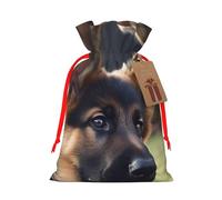 KKLWEGU German Shepherd Puppy Christmas Drawstring Gift Bags Reusable Christmas Wrapping Bag W/Tags 8.3x11.8 Inch Xmas Treat Pouch Goody Bags Candy Treat Bag For Xmas Holiday Presents Party Favor
