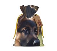 KKLWEGU German Shepherd Puppy Christmas Drawstring Gift Bags Reusable Christmas Wrapping Bag W/Tags 4.7x6.9 Inch Xmas Treat Pouch Goody Bags Candy Treat Bag For Xmas Holiday Presents Party Favor