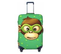 KKLWEGU Green Clever Monkey Luggage Cover Stretch Washable Suitcase Protector Suitcase Cover Anti-Scratch Luggage Sleeve Elastic Suitcase Case Protector Baggage Cover Fits 18-32 Inch, Black, L