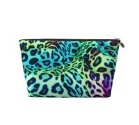 KKLWEGU Green Leopard Cosmetic Bag Pu Leather Waterproof Makeup Bag Portable Travel Toiletry Bag Organizer Gold Zipper Pouch For Women Ladies Gift, Gold, One Size