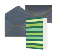 KKLWEGU Green Striped Greeting Card with Envelopes Thinking of You Card Happy Birthday Wedding Invitation Blank Note Cards for All Occasions 4x6