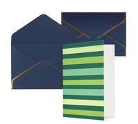 KKLWEGU Green Striped Greeting Card with Envelopes Thinking of You Card Happy Birthday Wedding Invitation Blank Note Cards for All Occasions 4x6