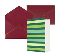 KKLWEGU Green Striped Greeting Card with Envelopes Thinking of You Card Happy Birthday Wedding Invitation Blank Note Cards for All Occasions 4x6