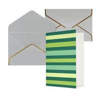 KKLWEGU Green Striped Greeting Card with Envelopes Thinking of You Card Happy Birthday Wedding Invitation Blank Note Cards for All Occasions 4x6