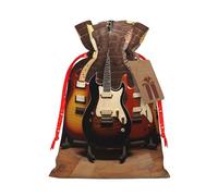 KKLWEGU Guitar Collection Christmas Drawstring Gift Bags Reusable Christmas Wrapping Bag W/Tags 8.3x11.8 Inch Xmas Treat Pouch Goody Bags Candy Treat Bag For Xmas Holiday Presents Party Favor