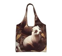 KKLWEGU Hairy Ferret Large Tote Bag For Women, Heavy Duty Foldable Shopping Tote Bag Shoulder Bag For Work Beach Travel