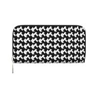 KKLWEGU Houndstooth Black Women'S Wallet Zip Around Travel Leather Wallet Card Holder Clucth Purse Gift For Women Ladies