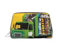 KKLWEGU I Love Garbage Trucks Leather Makeup Bag Waterproof Cosmetic Bag Organizer Small Make Up Zipper Pouch Portable Travel Toiletry Bag For Women Girls, Silver, One size