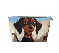 KKLWEGU I Love My Dog Dachshunds Cosmetic Bag Pu Leather Waterproof Makeup Bag Portable Travel Toiletry Bag Organizer Gold Zipper Pouch For Women Ladies Gift, Silver, One Size