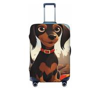 KKLWEGU I Love My Dog Dachshunds Luggage Cover Stretch Washable Suitcase Protector Suitcase Cover Anti-Scratch Luggage Sleeve Elastic Suitcase Case Protector Baggage Cover Fits 18-32 Inch, Black, S