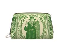 KKLWEGU Irish Blessing St Patrick'S Day Leather Makeup Bag Waterproof Cosmetic Bag Organizer Small Make Up Zipper Pouch Portable Travel Toiletry Bag For Women Girls, Gold, One size