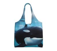 KKLWEGU Killer Whale Large Tote Bag For Women, Heavy Duty Foldable Shopping Tote Bag Shoulder Bag For Work Beach Travel