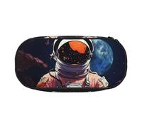 KKLWEGU Large Pencil Pen Case Portable Cute Pencil Pouch Bag With Double Zipper Pen Holder Box Organizer Cool Man In Outer Space Galaxy Makeup Bag For Women Men