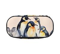 KKLWEGU Large Pencil Pen Case Portable Cute Pencil Pouch Bag With Double Zipper Pen Holder Box Organizer Animal Penguins Watercolor Pattern Makeup Bag For Women Men