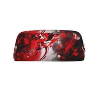 KKLWEGU Leather Pencil Case Large Capacity Pen Pouch,Red Black White Abstract Zipper Makeup Bag For Women Men Travel Toiletry Bags Waterproof Cosmetic Bag Wide-Open Coin Pouch Purse, Silver, One Size