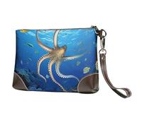 KKLWEGU Leather Wristlet Wallet For Women Ladies Clutch Purses Small Wallet Purses Clutch Handbags Marine Biology Zipper Purse Gifts For Women