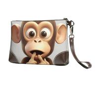 KKLWEGU Leather Wristlet Wallet For Women Ladies Clutch Purses Small Wallet Purses Clutch Handbags The Silent Monkey Zipper Purse Gifts For Women